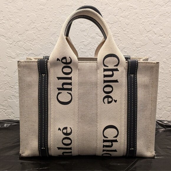 Med Wood Tote with Trim - Picture 1 of 6
